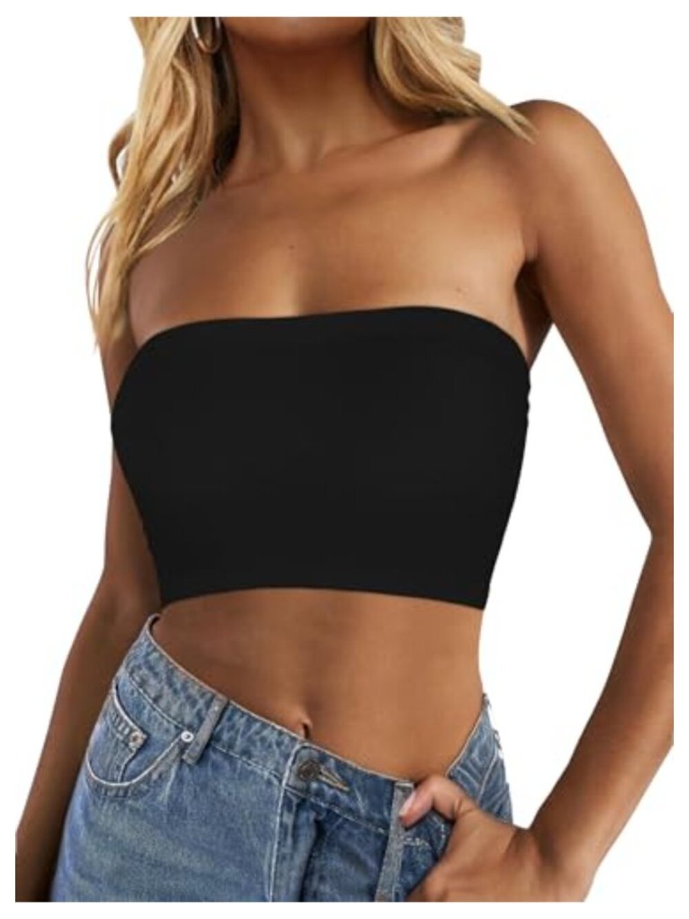 Women's Strapless Tube Top Crop Sleeveless Bandeau Corset Shirt Stretchy